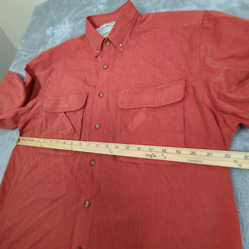 Orvis Nylon Blend Long Sleeve Solid Double Pocket Button Down Shirt Men's Large - Picture 6 of 11